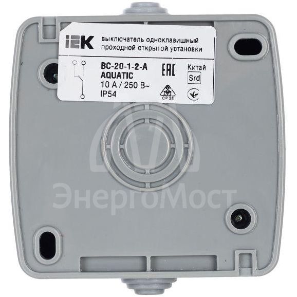 Выключатель проходной 1-кл. 1п ОП Aquatic 10А IP54 ВС-20-1-2-А сер. IEK EVA12-K03-10-54