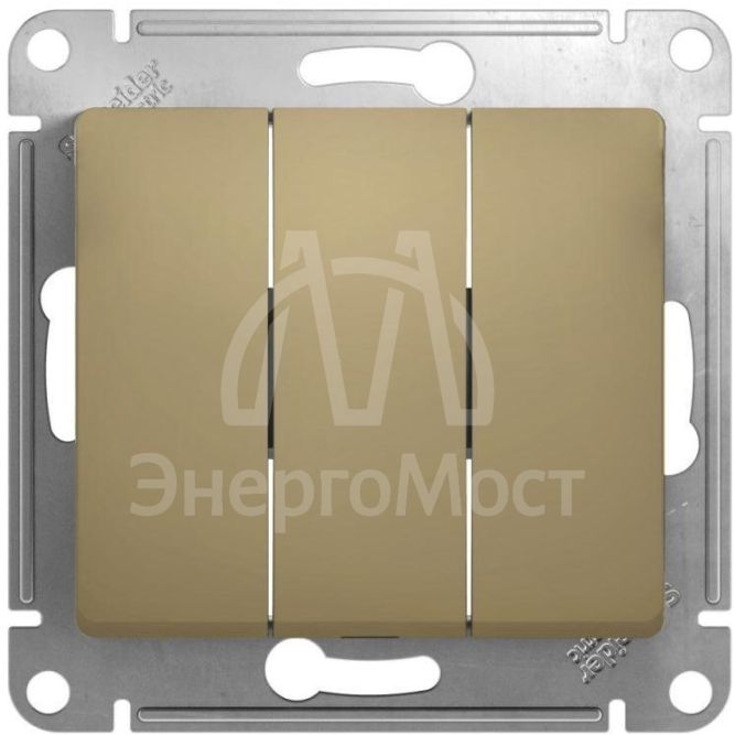 Механизм выключателя 3-кл. СП Glossa 10А IP20 (сх. 1+1+1) 10AX титан SchE GSL000431