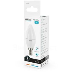 Лампа светодиодная Elementary 6Вт свеча 4100К бел. E14 450лм 180-240В Gauss 33126