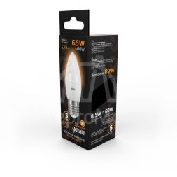 Лампа светодиодная Black 6.5Вт свеча 3000К тепл. бел. E27 520лм GAUSS 103102107