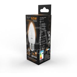 Лампа светодиодная Black 6.5Вт свеча 3000К тепл. бел. E27 520лм GAUSS 103102107