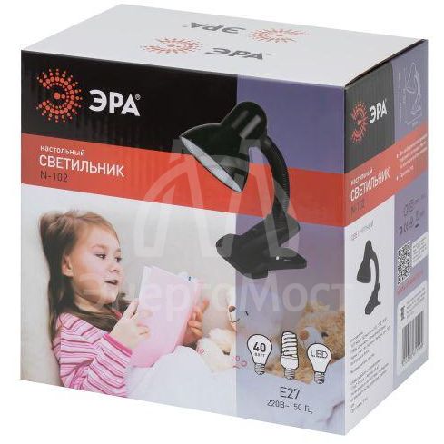 Светильник настол. N-102-E27-40W-BK черн. мат. ЭРА C0041424