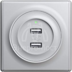 Розетка USB 2-м СП Florence 16А IP20 с подсветкой механизм сер. 1E10351302 OneKeyElectro 2260091