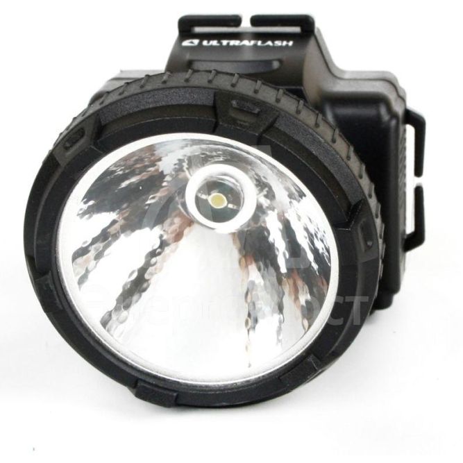 Фонарь налобный аккумуляторный LED 5366 (220В LED 2 режима; черн.) Ultraflash 11649