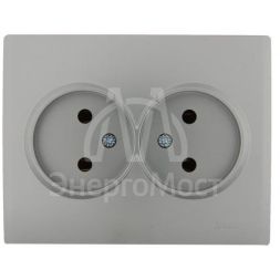 Розетка 2-м СП Karina 16А IP20 без заземл. керамика матов. серебр. LEZARD 707-4300-128