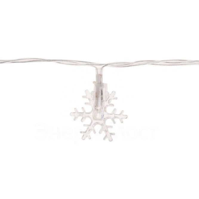 Гирлянда светодиодная &amp;quot;Снежинки&amp;quot; большие 5м 20 LED IP20 прозр. провод свечение мульти (RG/RB) мигание 230В Neon-Night 304-024