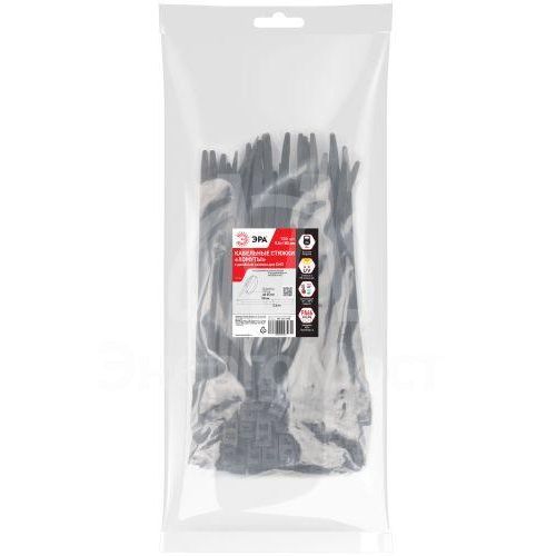 Хомут кабельный для СИП 9.0х180 с горизонт. замком NO-224-592 черн. (уп.100шт) Эра Б0066054