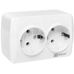 Розетка 2-м ОП Владивосток 16А IP44 с заземл. EKF EQR16-129-30-54