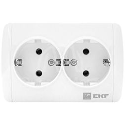 Розетка 2-м ОП Владивосток 16А IP44 с заземл. EKF EQR16-129-30-54