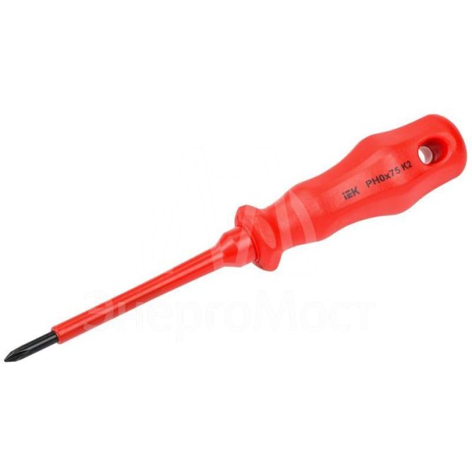 Отвертка диэлектрическая крестовая Ph0х75мм K2 1000В ARMA2L 3 IEK A2L3-SC30-K2-PH-00-075