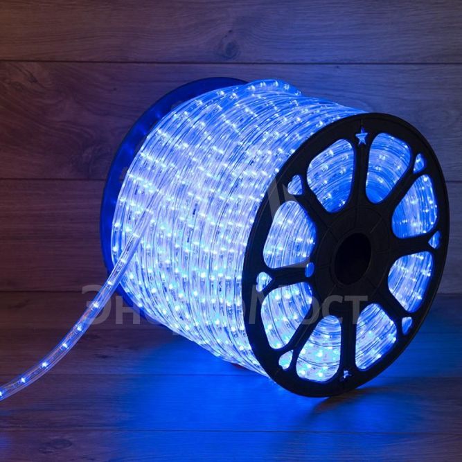 Шнур светодиодный Дюралайт чейзинг круглый 13мм син. 2.4Вт/м 220В IP54 (уп.100 м) NEON-NIGHT 121-323