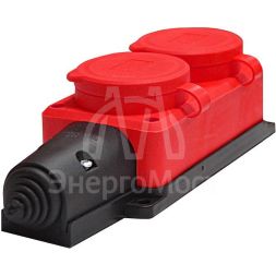 Колодка 2-м 1-ф с заглушками &amp;quot;КОМПАКТ&amp;quot; каучук красн. Universal 3072