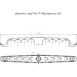 Держатель труб d20мм для прямого монтажа двусторон. на 8 мест сер. (уп.20шт) Промрукав PR13.03293