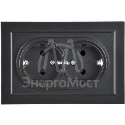 Розетка 2-м СП BRITE РС12-3-БрЧ 16А в сборе с заземл. без защ. шторок черн. IEK BR-R21-16-K02-F