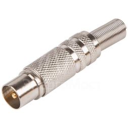Разъем антенный на кабель штекер-TV никель с пружиной блист. Rexant 06-0016-A