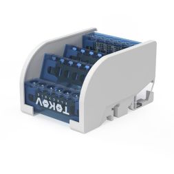 Шина на DIN-рейку в корпусе (кросс-модуль) 4 группы по 7 отверстий 100А TOKOV ELECTRIC TKE-DBTB-100-4-7/3L+PEN