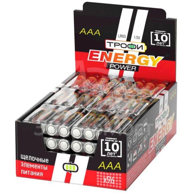Элемент питания алкалиновый AAA/LR03-4S promo-box (уп.4шт) Трофи Б0017349