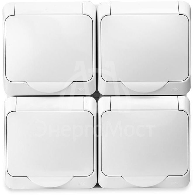 Розетка 4-м ОП Nix 16А IP54 250В с заземл. с крышкой бел. TOKOV ELECTRIC TKE-NX-R4Z-C01-IP54