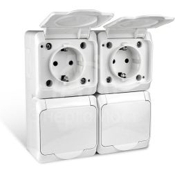 Розетка 4-м ОП Nix 16А IP54 250В с заземл. с крышкой бел. TOKOV ELECTRIC TKE-NX-R4Z-C01-IP54