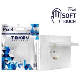 Розетка 1-м СП Pixel 16А IP20 с заземл. защ. шторки с крышкой механизм айс TOKOV ELECTRIC TKE-PX-R1ZSW1-C34