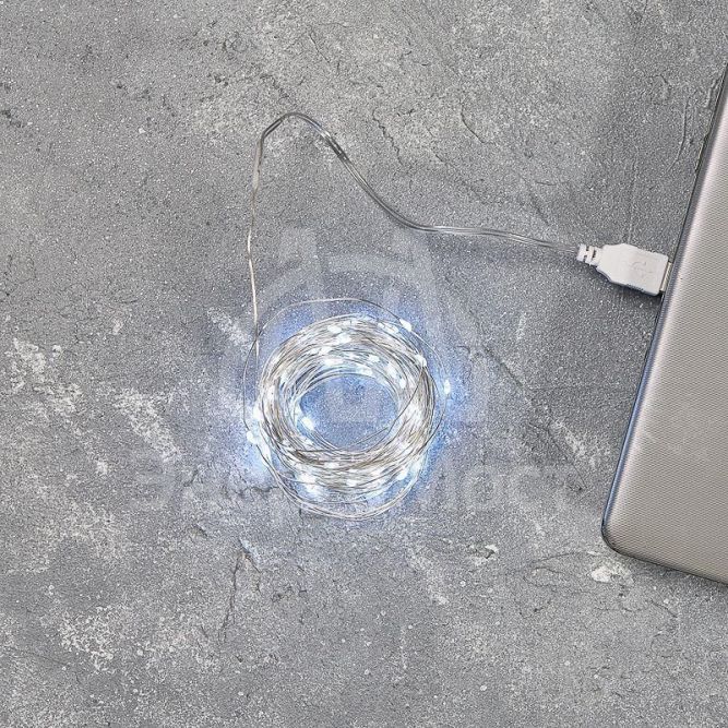 Гирлянда светодиодная &amp;quot;Роса&amp;quot; 10м 100LED бел. 1Вт IP20 USB Neon-Night 315-975