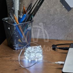 Гирлянда светодиодная &amp;quot;Роса&amp;quot; 10м 100LED бел. 1Вт IP20 USB Neon-Night 315-975