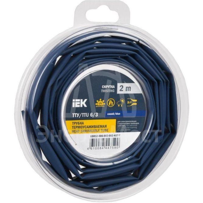 Трубка термоусадочная ТТУ нг-LS 6/3 син. (уп.2м) IEK UDR12-006-003-002-K07-T
