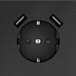 Розетка 1-м СП S70 16А с USB A+A с заземл. защ. шторки механизм графит Voltum VLS040407