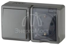 Блок ОП розетка+выключатель 11-7401-03 16АХ(10AX)-250В IP54 Эксперт сер. ЭРА Б0020734