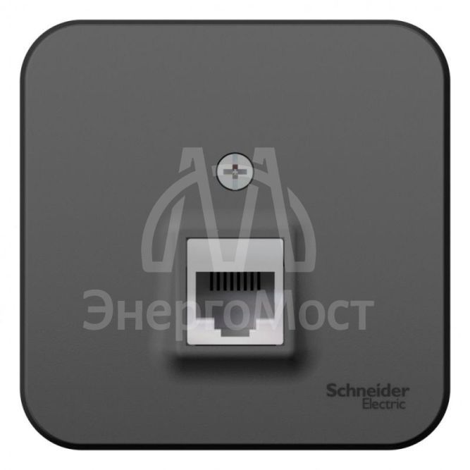 Розетка компьютерная 1-м ОП BLANCA RJ45 кат.5e изол. пласт. антрацит SchE BLNIA045006