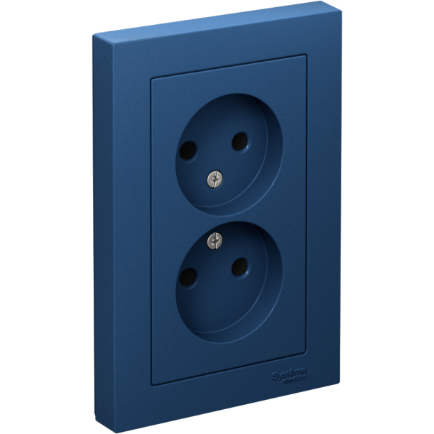 Розетка 2-м AtlasDesign 16А без заземл в сборе аквамарин SE ATN001120