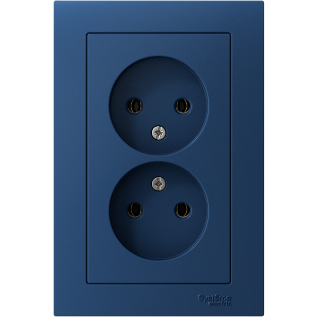 Розетка 2-м AtlasDesign 16А без заземл в сборе аквамарин SE ATN001120