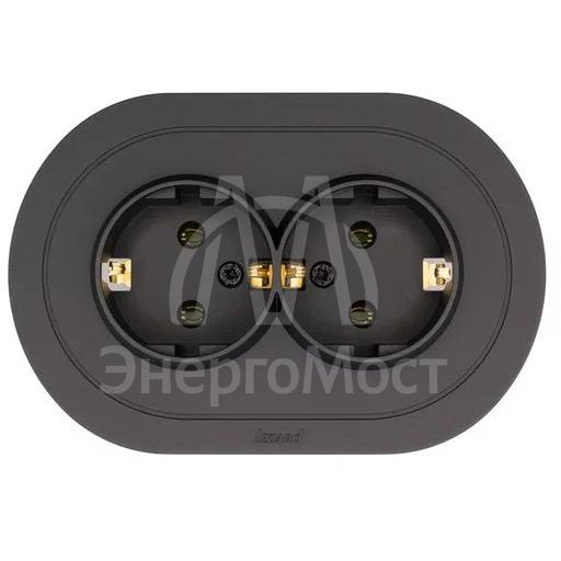 Розетка 2-м СП OSEN с заземл. ПБТ круглая механизм черн. бархат LEZARD 744-4200-127B