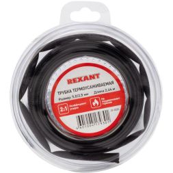 Трубка термоусаживаемая 5.0/2.5мм черн. ролик 2.44м Rexant 29-0026