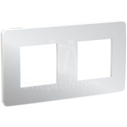 Рамка 2-м UNICA STUDIO хром/бел. SchE NU280455
