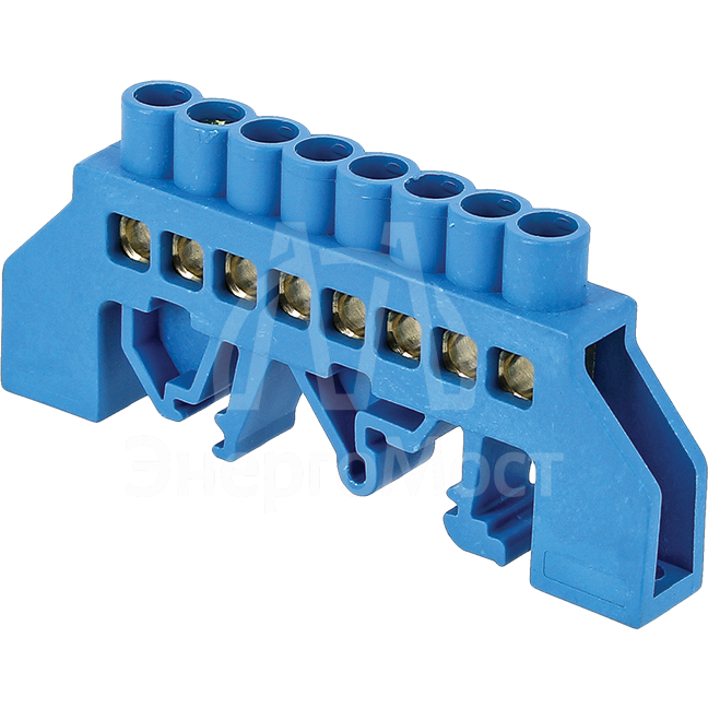 Шина нулевая N 6х9 12 отвер. латунь син. нейлоновый корпус комбинированный PROxima EKF sn0-63-12-dn