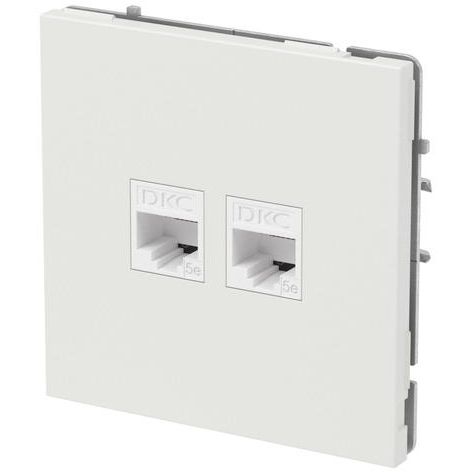Розетка компьютерная 2-м KANT RJ45 кат.5E без шторки бел. песок DKC 7010664