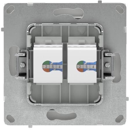 Розетка компьютерная 2-м KANT RJ45 кат.5E без шторки бел. песок DKC 7010664
