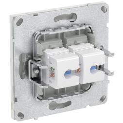 Розетка компьютерная 2-м KANT RJ45 кат.5E без шторки бел. песок DKC 7010664