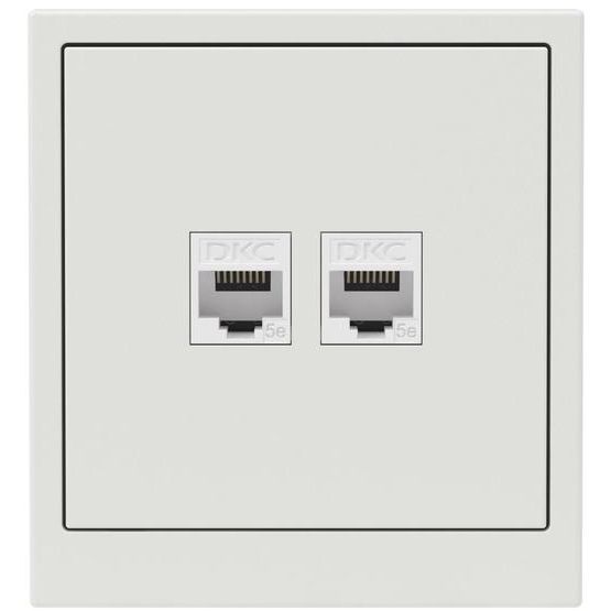 Розетка компьютерная 2-м KANT RJ45 кат.5E без шторки бел. песок DKC 7010664