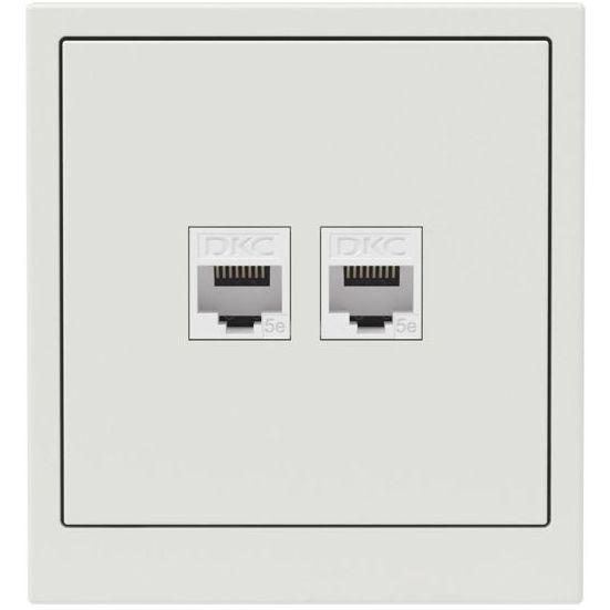 Розетка компьютерная 2-м KANT RJ45 кат.5E без шторки бел. песок DKC 7010664