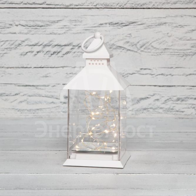 Фонарь декоративный с росой бел. корпус 10.7х10.7х23.5см тепл. бел. Neon-Night 513-050