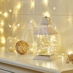 Фонарь декоративный с росой бел. корпус 10.7х10.7х23.5см тепл. бел. Neon-Night 513-050