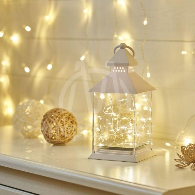 Фонарь декоративный с росой бел. корпус 10.7х10.7х23.5см тепл. бел. Neon-Night 513-050