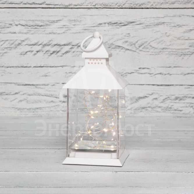 Фонарь декоративный с росой бел. корпус 10.7х10.7х23.5см тепл. бел. Neon-Night 513-050