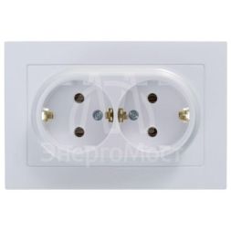 Розетка 2-м AtlasDesign 16А с заземл. в сборе жемчуг SchE ATN000424