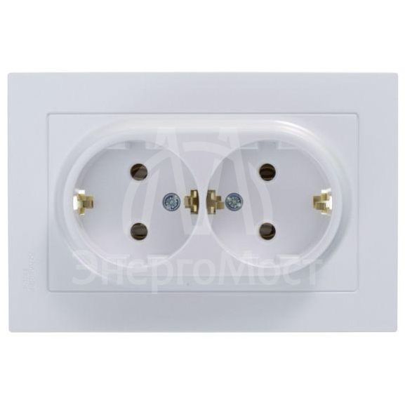 Розетка 2-м AtlasDesign 16А с заземл. в сборе жемчуг SchE ATN000424