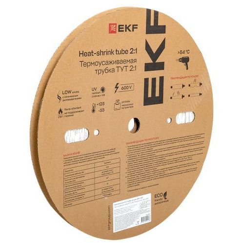 Трубка термоусадочная ТУТ нг 2/1 бел. (уп.200м) EKF tut-2-w