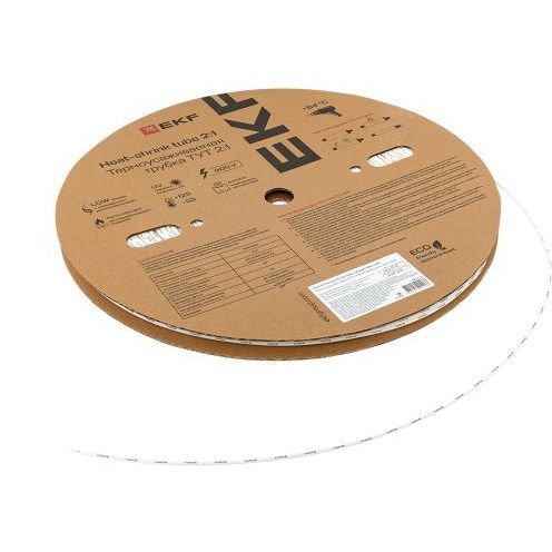 Трубка термоусадочная ТУТ нг 2/1 бел. (уп.200м) EKF tut-2-w