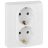 Розетка 2-м СП Etika 2К+З 16А защ. шторки с заземл. безвинт. зажимы в сборе бел. Leg 672233